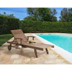 AMANTEA - Ligstoel - Donkerbruin - Acaciahout