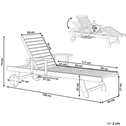 AMANTEA - Ligstoel - Donkerbruin - Acaciahout