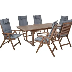 AMANTEA - Tuinset voor 6 - Donkerhout/Grijs - Acaciahout