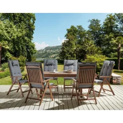 AMANTEA - Tuinset voor 6 - Donkerhout/Grijs - Acaciahout