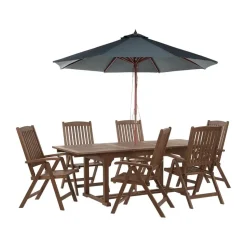 AMANTEA - Tuinset voor 6 - Donkere houtkleur/Grijs - Acaciahout