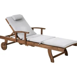 AMANTEA PREMIUM II - Ligstoel - Lichtgrijs - Acaciahout