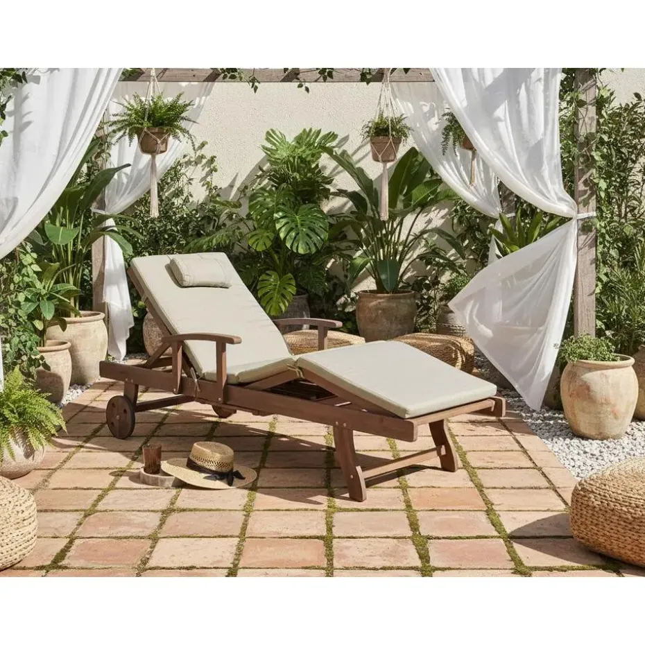 AMANTEA PREMIUM II - Tuinligstoel - Taupe - Acaciahout