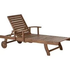 AMANTEA PREMIUM II - Tuinligstoel - Rood - Acaciahout