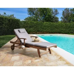 AMANTEA PREMIUM II - Tuinligstoel - Grijs - Acaciahout