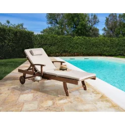 AMANTEA PREMIUM II - Tuinligstoel - Lichtbeige - Acaciahout