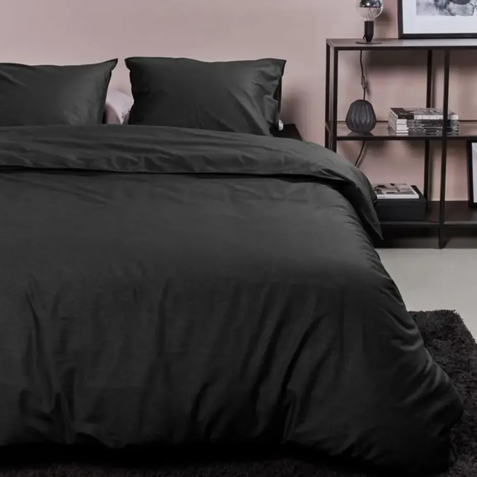 Ambiante Cotton Uni dekbedovertrek - 140x200/220 - Zwart