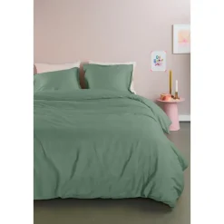 Ambiante Satin Uni dekbedovertrek - 140x200/220 - Groen