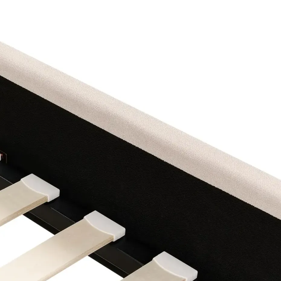 AMBILLOU - Bed - Lichtbeige - 140 x 200 cm - Polyester