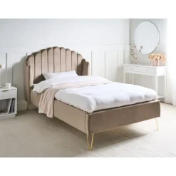 AMBILLOU - Bed - Taupe - 120 x 200 cm - Fluweel