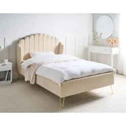 AMBILLOU - Tweepersoonsbed - Beige - 120 x 200 cm - Bouclé