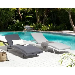 AMELIA - Ligstoel - Grijs - Textiel