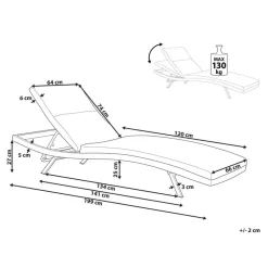 AMELIA - Ligstoel - Grijs - Textiel