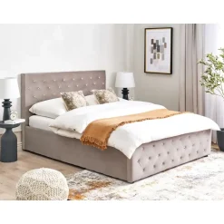 AMIENS - Bed met opbergruimte - Taupe - 140 x 200 cm - Fluweel