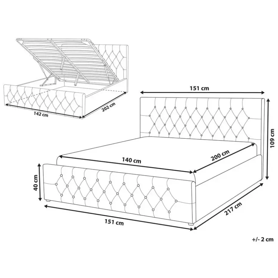 AMIENS - Bed met opbergruimte - Taupe - 140 x 200 cm - Fluweel