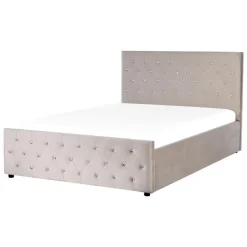 AMIENS - Bed met opbergruimte - Taupe - 140 x 200 cm - Fluweel