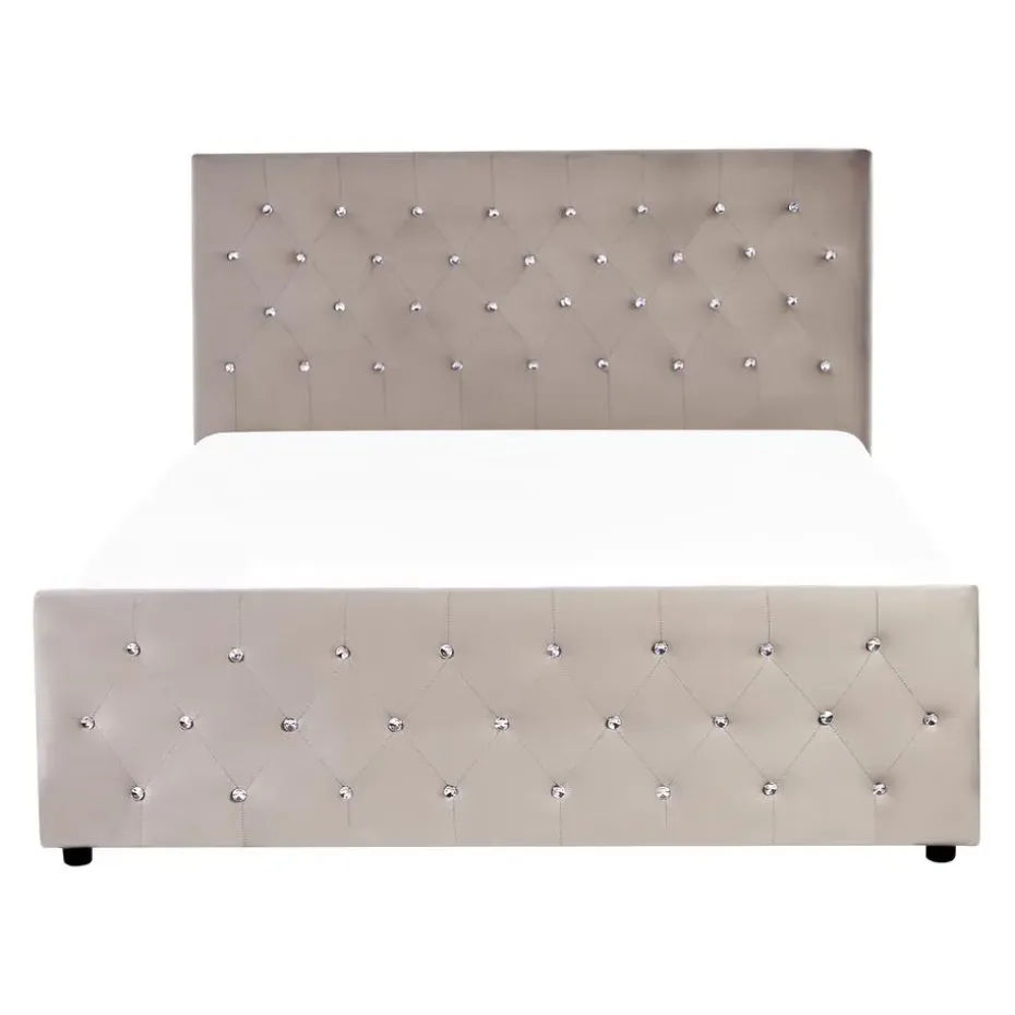 AMIENS - Bed met opbergruimte - Taupe - 140 x 200 cm - Fluweel