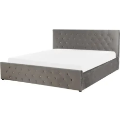 AMIENS - Bed met opbergruimte - Grijs - 160 x 200 cm - Fluweel