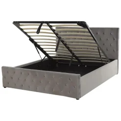 AMIENS - Bed met opbergruimte - Grijs - 140 x 200 cm - Fluweel