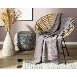 ANAMUR - Plaid - Grijs - 110 x 180 cm - Katoen