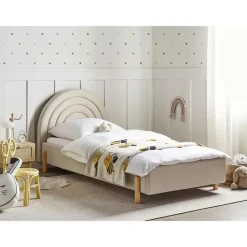 ANET - Bed - Beige - 90 x 200 cm - Stof