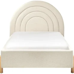 ANET - Bed - Beige - 90 x 200 cm - Stof