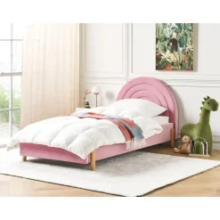 ANET - Bed - Roze - 90 x 200 cm - Fluweel