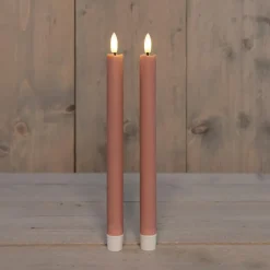 Anna Collection Led dinerkaarsen - 2x - roze - 25 cm - 3D vlam