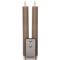 Anna Collection LED dinerkaarsen - 2x - taupe kleur - 23 cm