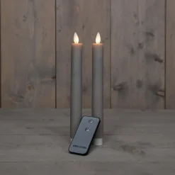 Anna Collection LED dinerkaarsen - 2x - taupe kleur - 23 cm