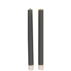 Anna Collection Led dinerkaarsen - 2x - taupe grijs - 25 cm