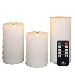 Anna Collection LED kaarsen - 3x - wit -swirl -afstandsbediening