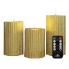 Anna Collection LED stompkaarsen - 3x - goud - ribbel