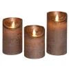 Anna Collection LED stompkaarsen - 3x - brons - stompkaarsen