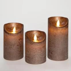 Anna Collection LED stompkaarsen - 3x - brons - stompkaarsen