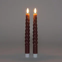 Anna Collection LED swirl dinerkaarsen - 2x st - antiek roze - 23 cm