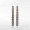 Anna Collection LED swirl dinerkaarsen - 2x st - taupe grijs - 23 cm