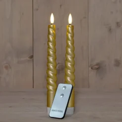 Anna Collection LED swirl dinerkaarsen - 2x st - goud - 23 cm