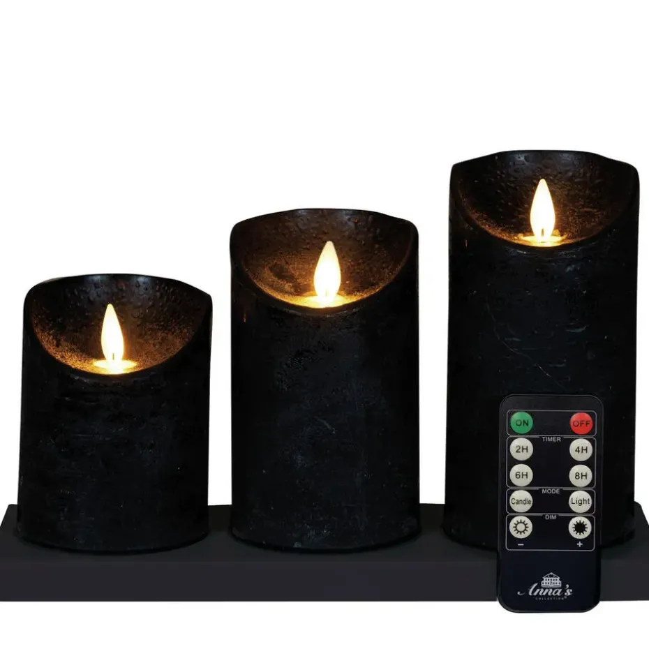 Anna's Collection Anna's Collection LED kaarsen - 3x - zwart