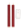Anna's Collection Dinerkaarsen - 2x - rood - LED - met remote