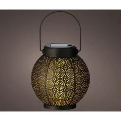 Anna's Collection Lantaarn - metaal - cirkels - solar - 16 cm