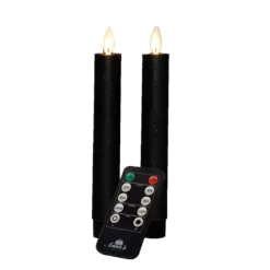 Anna's Collection LED dinerkaarsen - 2x st - zwart - 18 cm