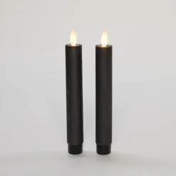 Anna's Collection LED dinerkaarsen - 2x st - zwart - 18 cm
