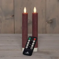 Anna's Collection LED dinerkaarsen - 2x st - antiek roze - 18 cm