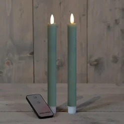 Anna's Collection LED dinerkaarsen - 2x - jade groen - 23 cm