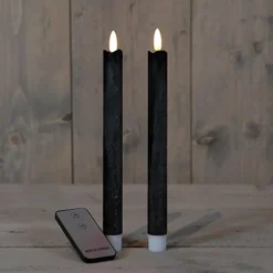 Anna's Collection LED dinerkaarsen - 2x - zwart - 23 cm