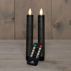 Anna's Collection LED dinerkaarsen - 2x - antraciet grijs - 18 cm