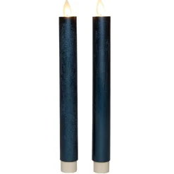 Anna's Collection LED dinerkaarsen - 2x - metallic blauw - 23 cm