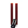 Anna's Collection LED dinerkaarsen - 2x - bordeaux rood - ribbel