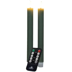 Anna's Collection LED dinerkaarsen - 2x - jade groen - ribbel